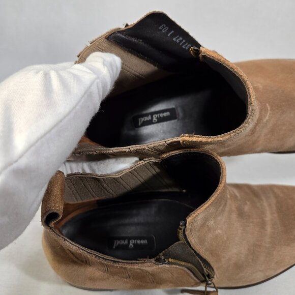 PAUL GREEN Old Money Elevated Basic TAN Suede Leather Chelsea Booties Size 10.5. - Picture 14 of 17